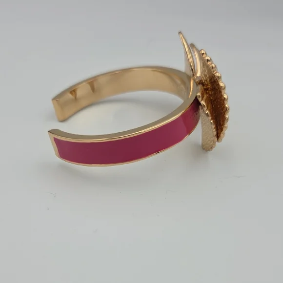 Lily Pulitzer Gold Bow Cuff Bracelet with Pink Enamel - Picture 2 of 5